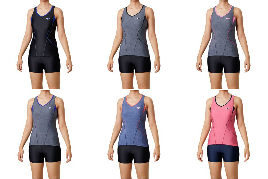 アリーナ ARENA 水泳水着 レディース 大きめカラースナップ付キセパレーツ(差し込みフィットパッド) LAR0240Wのサムネイル