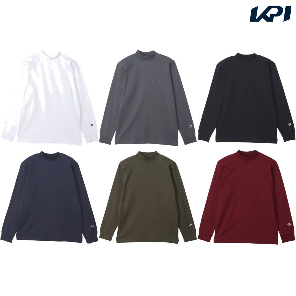 オフホワイト(020) チャコール(080) ブラック(090) ネイビー(370) オリーブ(655) マルーン(970) メーカー希望小売価格はメーカーカタログに基づいて掲載しています。 環境に配慮して生産されたサステナブルなアメリカ綿「コットンUSA」を100%使用した、表面が起毛された肌触りの良いスムース素材のモックネックロングスリーブTシャツです。左胸に身生地と同色のCロゴ刺繍入り。シンプルなデザインなので、単独での着用はもちろん様々なコーディネートも楽しめます。生地に適度な伸縮性があるので、レイヤードとしてもストレスなく着こなせるユーティリティアイテムです。製品洗い加工により、着用の当初から着慣れた風合いが味わえます。 商品説明 素材・材質：本体/綿100%、リブ部分/綿98、ポリウレタン2%原産国：カンボジア チャンピオン Champion カジュアル ウェア カジュアルウェア モックネックロングスリーブTシャツ 2023FW