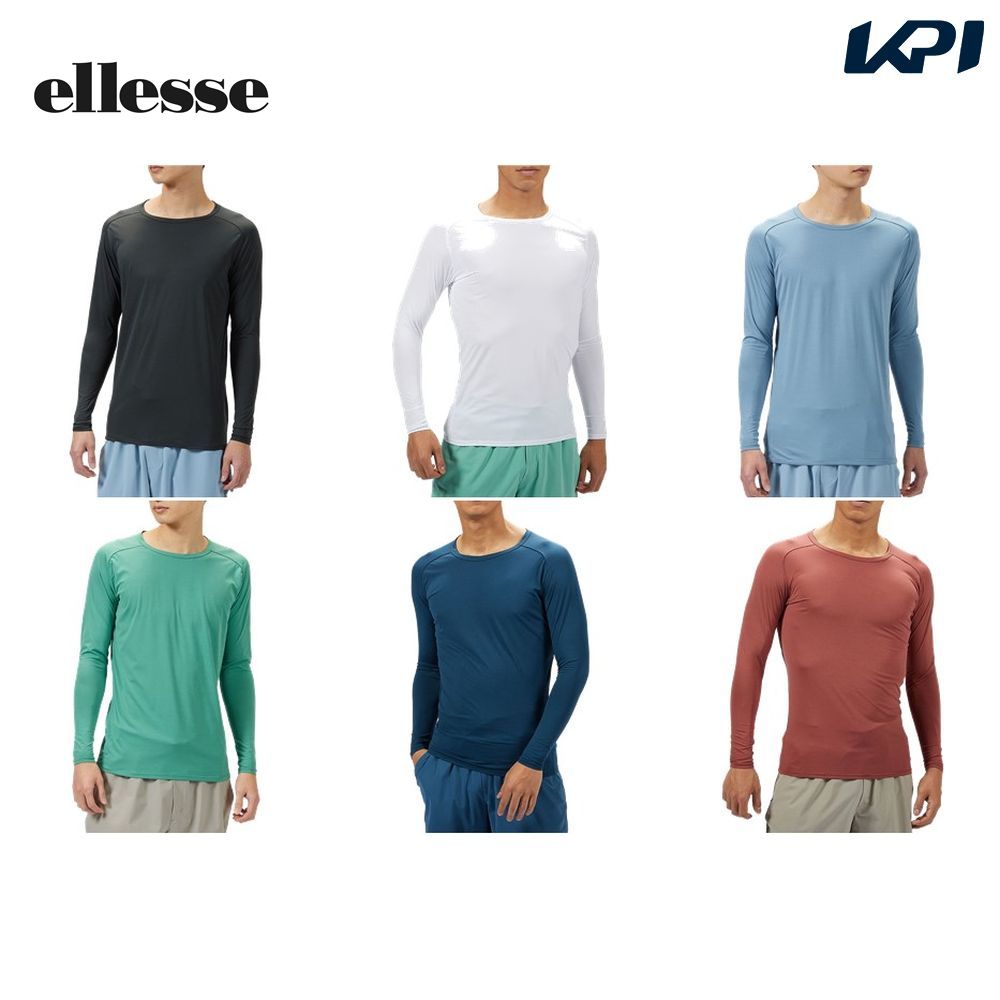 エレッセ Ellesse テニスウェア メンズ スキンシェルブリーズクルーネックUVシャツ EM723150 2023SS