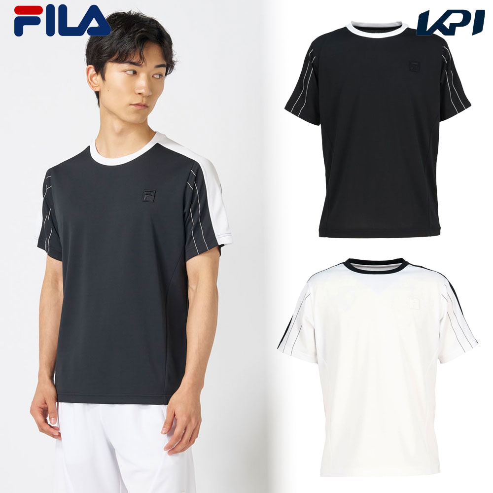 ブラック(BK0) ホワイト(WT0) メーカー希望小売価格はメーカーカタログに基づいて掲載しています。 コットンのようなドライタッチで、汗をかいても肌に吸い付かない快適な着心地をキープします。また繊細な表情のメッシュ顔が、クラス感のある上品な印象を与えます。スイングをアシストする構築的なパターンメイクと、FILAヴィンテージのデザインアイコンであるストライプとの対比が特徴のゲームシャツ。 商品説明 素材：梨地メッシュ(ポリエステル100%)機能：吸水速乾、UV フィラ FILA テニス ウェア テニスウェア ゲームシャツ 2026FW 2026新製品 　サイズ表はこちら ピックルボールウェア　