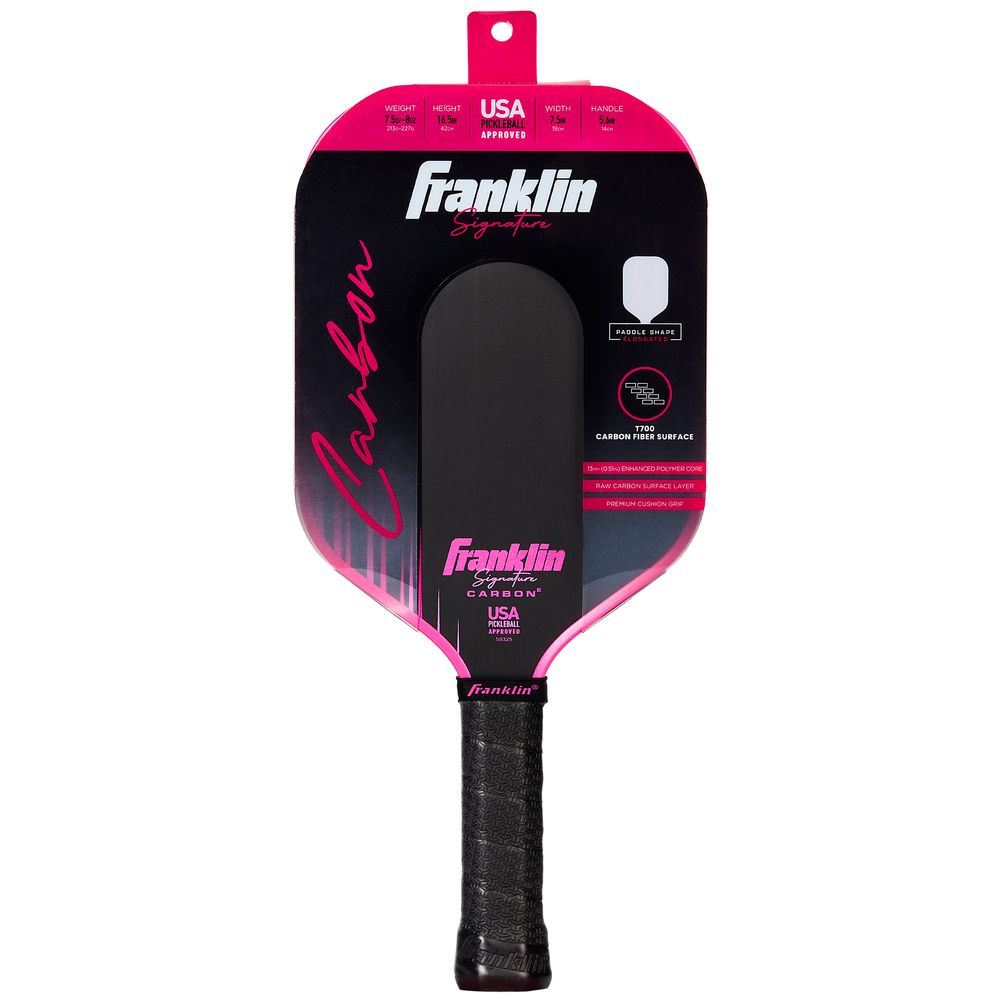 pro sportsのフランクリン Franklin ピックルボールパドル Signature Carbon Elongated シグネチャー カーボン エロンゲイティッド 13MM Pink 59325｜アングル2