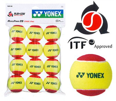 YONEX（ヨネックス）「マッスルパワーボール20（STAGE3 RED） TMP20（12個入り）」キッズ/ジュニア用テニスボール