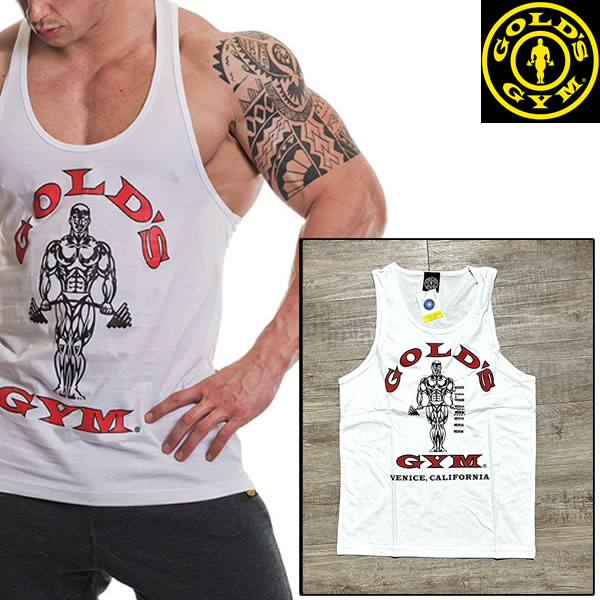 【正規品】GOLD'S GYM LOGO ATHLETIC ORIGINAL TANK ゴールドジム ベニス本店限定　アスレチック タンクトップ Tシャツ【1506713-wht】swqnm