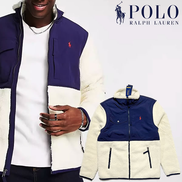 Polo Ralph Lauren icon logo Borg Color Block Full Zip Sweatshirt　ラルフローレン フリース＆リサイクルナイロン ジャケットswman