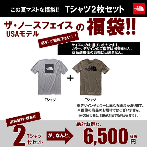 The North Face USAモデル ノースフェイス Tシャツ 2枚セット お楽しみ 福袋 本場カリフォルニアから【ad1414】