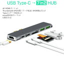 USB Type-C ハブ 7in1 USB3.0x2 4K 8K出力 HDMI Thunderbolt3 40Gbps PD充電 microSD SDスロット 拡張 変換 スペースグレイ MacBookに馴染むデザイン設計 3ヶ月保証 SDL(2)