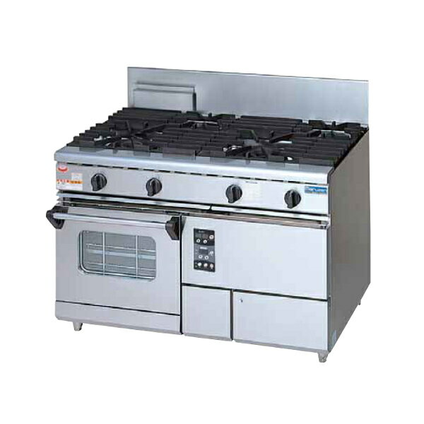 外形寸法：幅1200×奥行750×高さ800(mm)　バックガード高さ：200(mm)コンベクションオーブン庫内有効寸法：幅420×奥行400×高さ320(mm)使用面：片面式トップバーナー数：直径190mm×2、直径95mm×2コンベクシ...