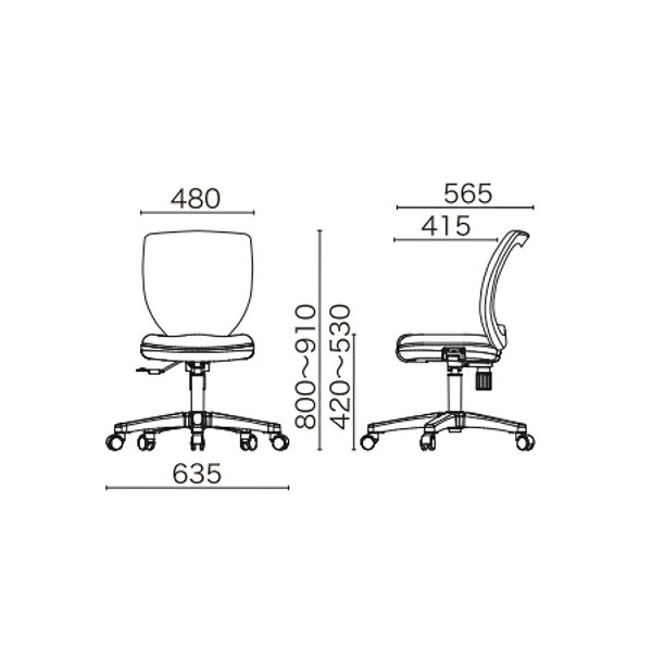 井上金庫 オフィス メッシュ チェア 椅子 DNT-52 W480 D565 H800〜900 SH420〜530mm [2]