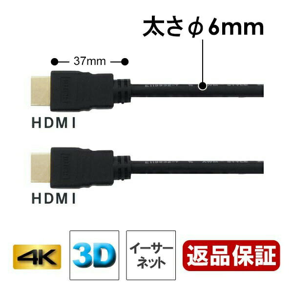 HDMIケーブル 1m 4K対応 ver 2.0 規格 AVケーブル ARC 4K 2K 2160P フルHD 1080p 60p 3D PC パソコン ディスプレイ PS5 switch2 対応 コネクトケーブル 3Aカンパニー AVC-HDMI10 【メール便送料無料】