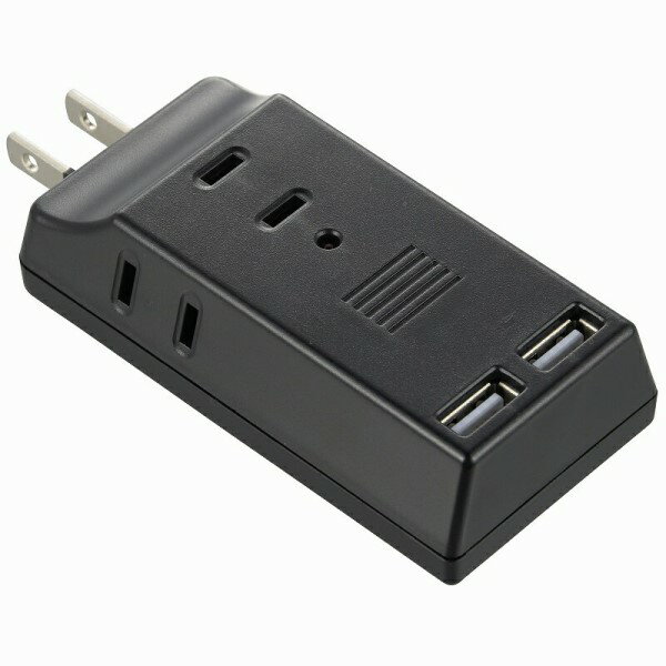 Rakuten - ＼楽天カードポイント4倍！6/5／ USB電源タップ 3個口 USB2ポート 2.4A出力 ブラック OHM 00-5045 HS-TM3U2K3-K 雷ガード付 OAタップ フリープラグ 【送料無料】
