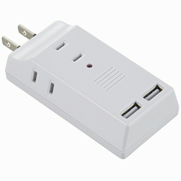 Rakuten - ＼楽天カードポイント4倍！6/5／ USB電源タップ 3個口 USB2ポート 2.4A出力 ホワイト OHM 00-5044 HS-TM3U2K3-W 雷ガード付 OAタップ フリープラグ 【送料無料】