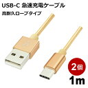 USB Type-Cケーブル 1m 2本入 高耐久 USB2.0 スマホ Switch対応 急速充電 データ転送 USB Type-Cコード ゴールド Libr...