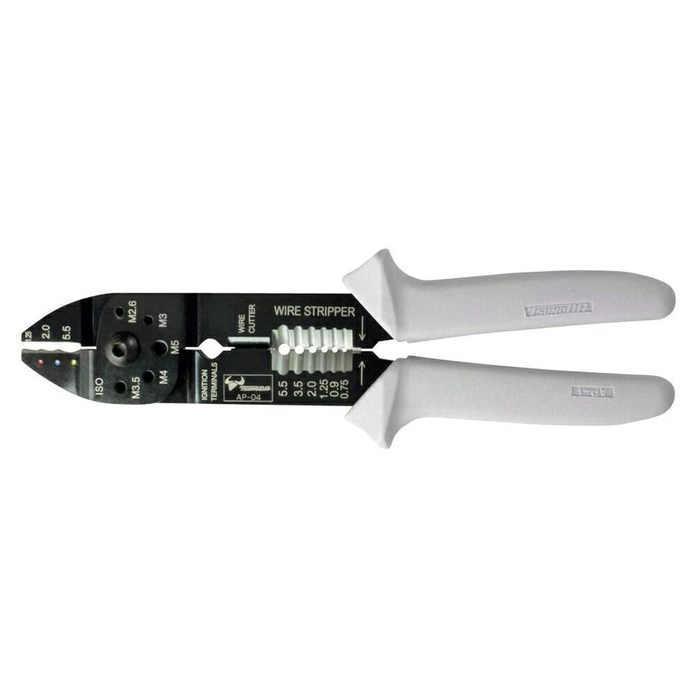 ツノダ 電工万能圧着ペンチ 絶縁端子用 230mm DIY 工具 ツール AP-04 【メール便送料無料】
