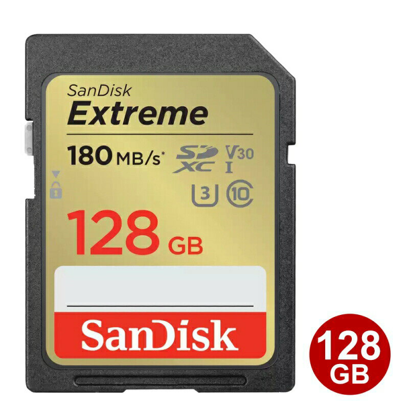 サンディスク SDXCカード 128GB EXTREME Class10 UHS-1 U3 V30 180MB/s SDSDXVA-128G-GNCIN SanDisk SDカード 海外リテール メール便送料無料