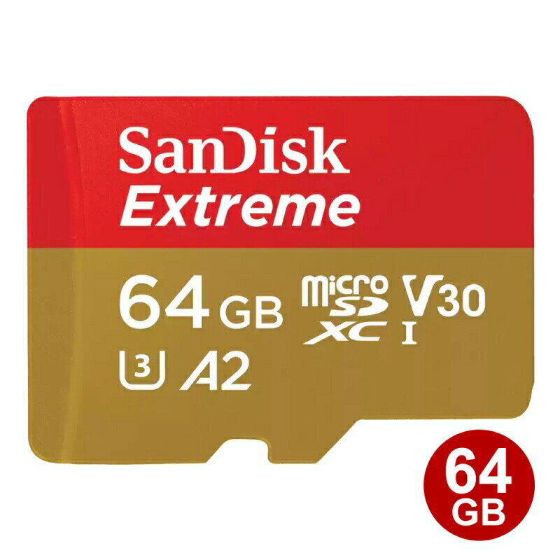 TfBXN microSDXCJ[h 64GB EXTREME UHS-1 U3 V30 A2 170MB/s SDSQXAH-064G-GN6MN SanDisk }CNSD microSDJ[h COe[ [֑