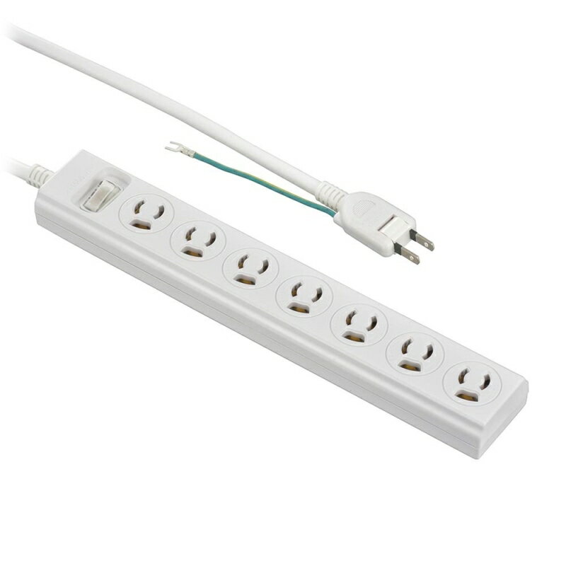 Rakuten - OHM 抜け止めOAタップ アース付き3ピンプラグ対応 雷ガード 7個口 3m 00-1750 HS-TKL733PB3-W 【送料無料】