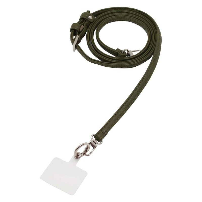 インプリンク スマートフォン用 ネックストラップ PUレザー 1.3m カーキ スマホホルダー スマホショルダー ストラップホルダー IMNS03KA 【送料無料】 【最強翌日配送】