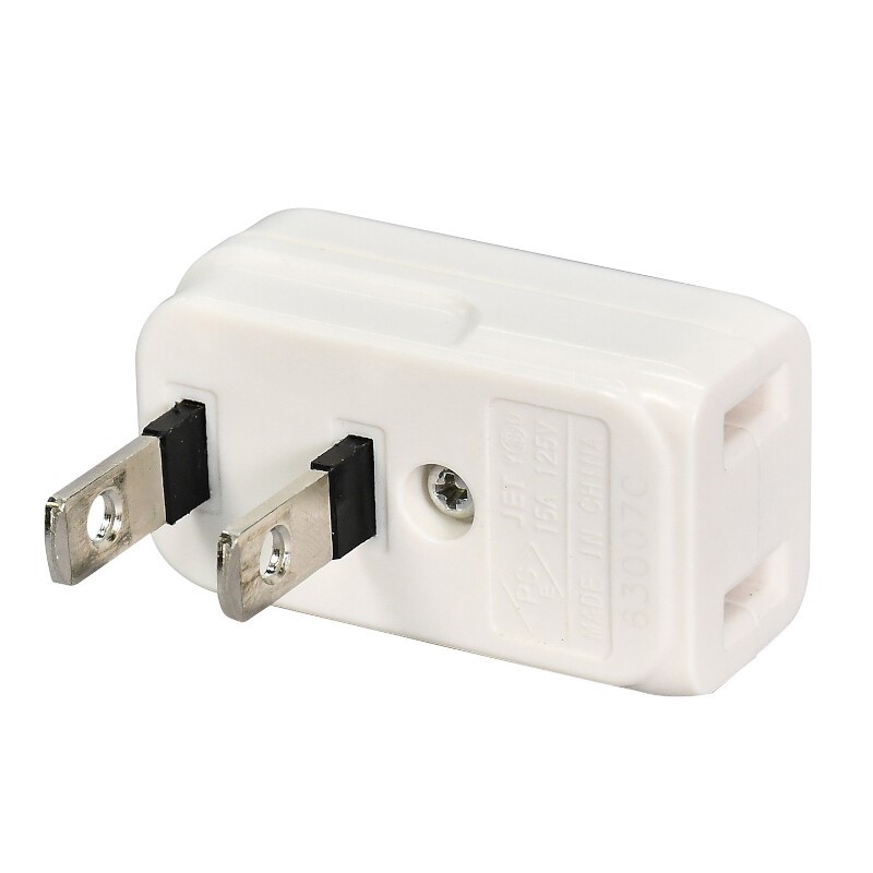 ~2 Holes - 電源タップ L型変換 横型 ホワイト 1個口 コンセントタップ L型プラグアダプター コンセント 電源 変換プラグ ELPA A-371B 【メール便送料無料】