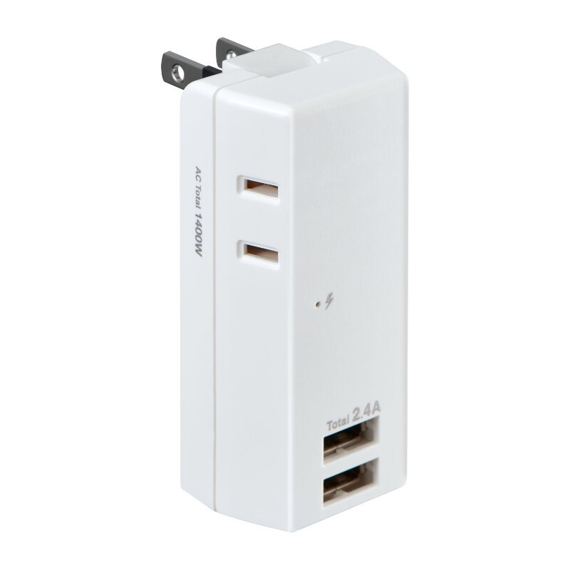 樂天商城 - ELPA USB電源タップ AC2個口 USB2ポート 2.4A ホワイト OAタップ UA-222SB 【送料無料】