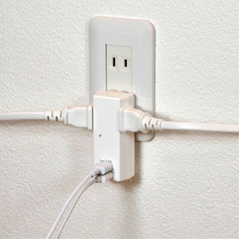 ELPA USB�Ÿ����å� AC2�ĸ� USB2�ݡ��� 2.4A �ۥ磻�� OA���å� UA-222SB ������̵����