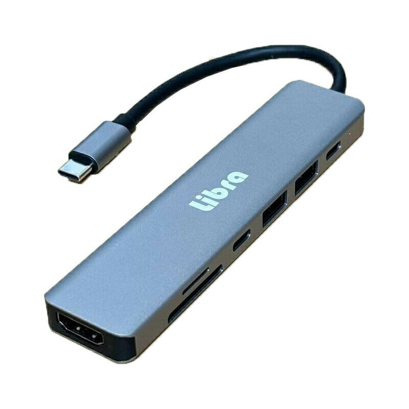 Rakuten - ＼楽天カードポイント4倍！6/5／ Libra TYPE-C 7in1 ドッキングステーション USB3.0 USBハブ・カードリーダー・HDMI出力対応 LBR-TC7DS 【メール便送料無料】