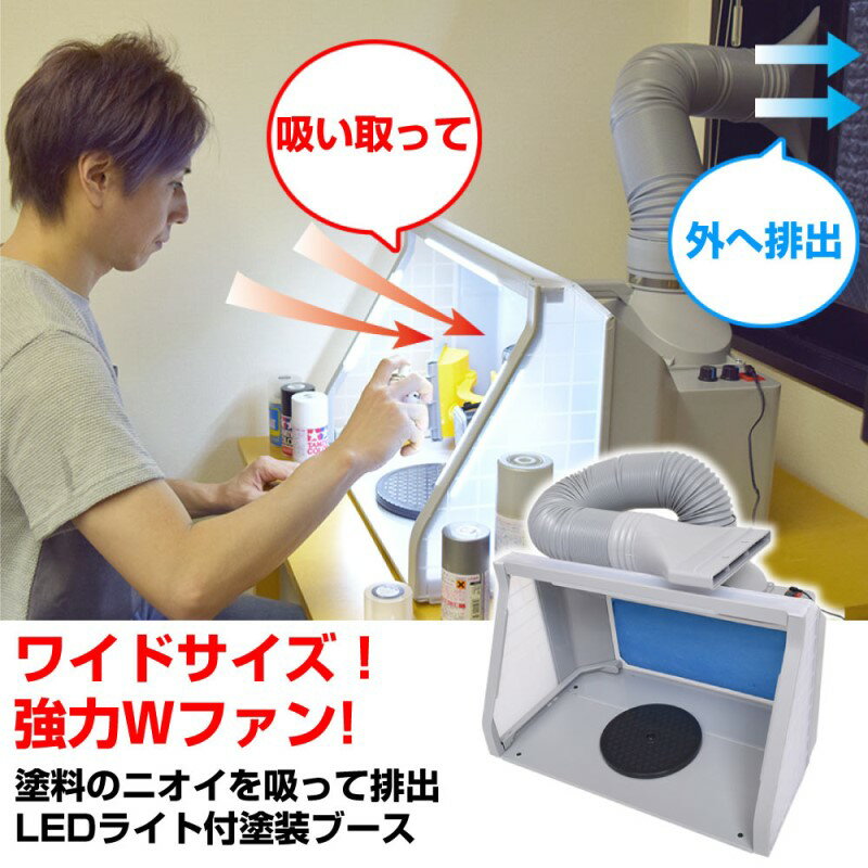 塗装ブース デラックス パワフルファン搭載 簡易設置式 フィルター付き プラモデル 模型用 排気対応 静音設計 折りたたみ収納対応 サンコー TBTD25HGY 【送料無料】 【最強翌日配送】