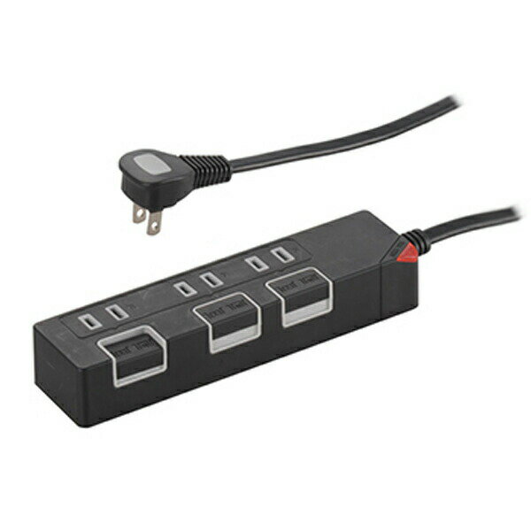 樂天商城 - カラー節電タップ 3個口 1.5m ブラック 押しボタンスイッチ付 電源タップ OHM 00-1146 HS-T1146K OAタップ コンセントタップ テーブルタップ 【送料無料】