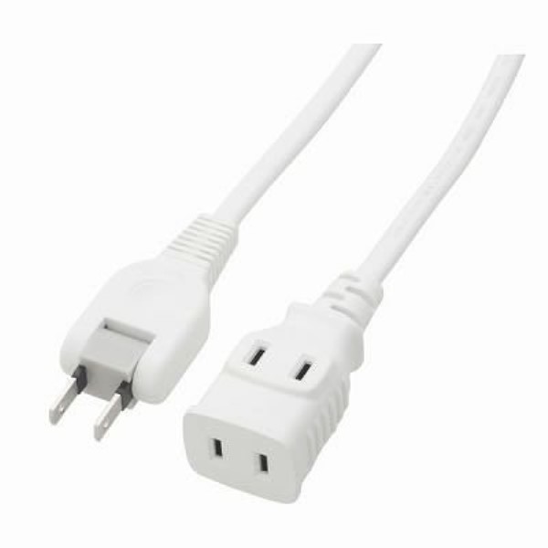Rakuten - ヤザワ 電源コード 1m 2個口 ホワイト スイングプラグ付電源ケーブル Y02201WH 【送料無料】 【最強翌日配送】