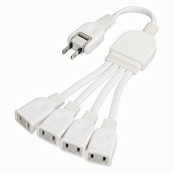 Rakuten - ＼楽天カードポイント4倍！6/5／ ヤザワ ACアダプター用4分配延長コード 0.2m 4個口 ホワイト スイングプラグ OAタップ Y02V4002WH 【送料無料】