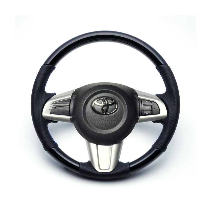 TANK/ルーミー ハイグレード ウッド&レザー ステアリング【ピアノブラック×ブルーステッチ（ガングリップ）】ルナ LUNA 【luna-001-0148】LSM900-PBB メーカー直送品 送料無料