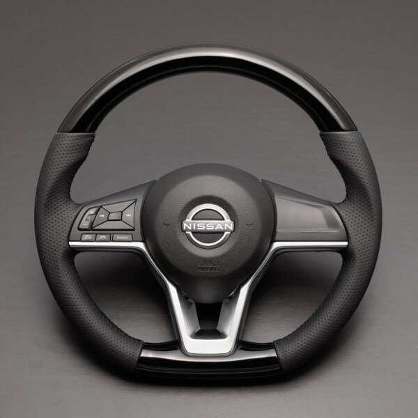 FEGGARI フェガーリハイグレード ウッド&レザーステアリング■キャラバン E26ピアノブラック（D Type ガングリップ）■品番：LS27PB