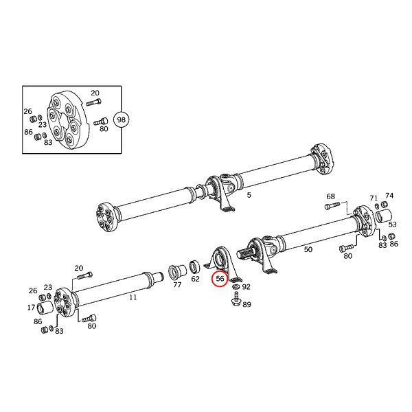 febi bilstein製 ベンツ Eクラス W210 E230 E320_4MATIC プロペラシャフト センタ...