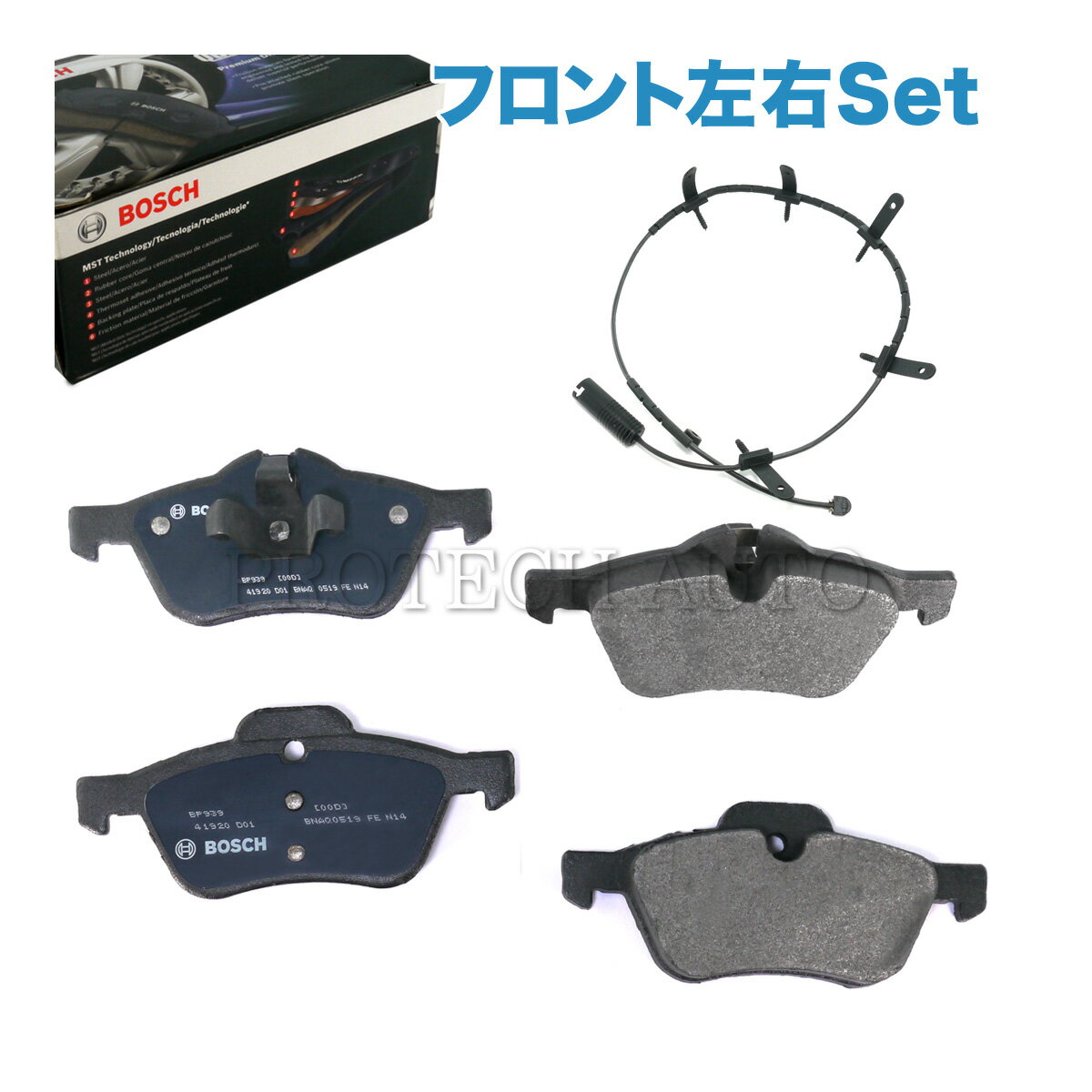 BOSCH製 BMW MINI ミニ R50 R53 R52 クーパー Cooper クーパーS CooperS ワン One 1.6i フロント ブレーキパッド/ディスクパッド 左右セット センサー付き 34116770332 34116765446 34356778175 34356761447