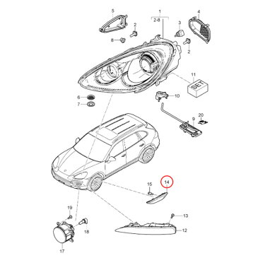 Porsche ポルシェ Cayenne カイエン 958型 LED サイドマーカー/フェンダーウィンカー デイライト付き 左右セット クリアレンズ 95863110100 95863110200 2011-2014年式【あす楽対応】