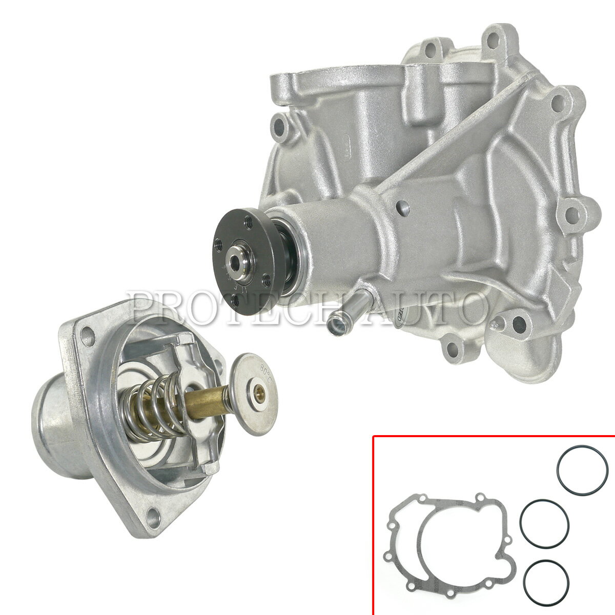ベンツ W140 R129 W124 W210 ウォーターポンプ＆サーモスタット80℃ ガスケット付き M119 エンジン用 PA..