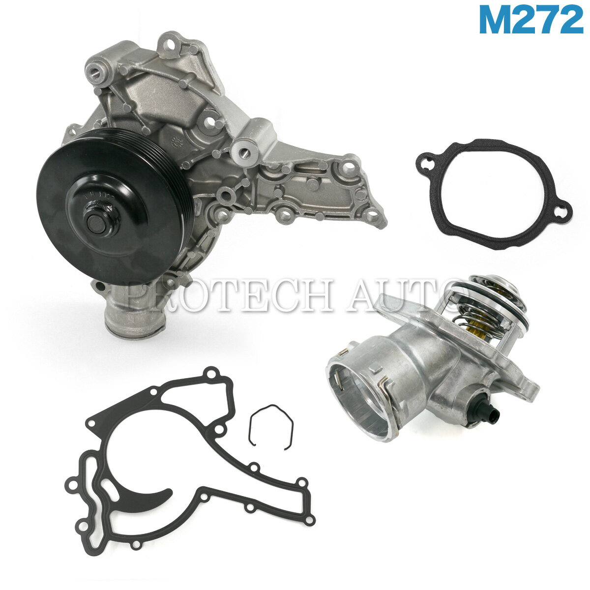 ベンツ W221 R230 R171 S350 SL350 SLK280 SLK350 ウォーターポンプ＆サーモスタット100℃ 2点セット ガスケット付き M272 エンジン用 2722000901 2722000115 2722000415 2722000015