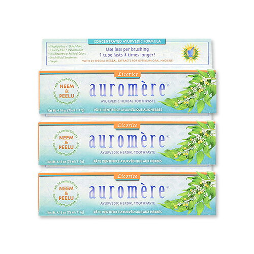 オーロメア アーユルヴェーダ ハーバル歯磨き粉 リコリス風味 各117g auromere auromere Herbal Tooth Paste Licorice 4.16 oz Herbal Tooth Paste Licorice 4.16 oz