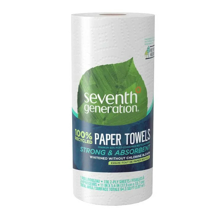 Rakuten - セブンスジェネレーション 100%再生紙 ホワイトペーパータオル 1ロール Seventh Generation 100% Recycled White Paper Towels 1 count 【お取り寄せ商品】