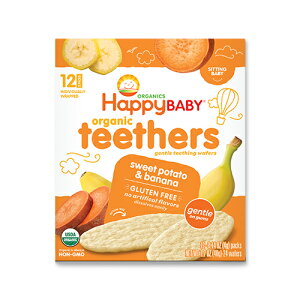 6か月からのオーガニックベビーフード Teethers スイートポテト&バナナ 24枚入り Happy Baby（ハッピーベイビー)赤ちゃん/おやつ/栄養/新米ママ/噛む