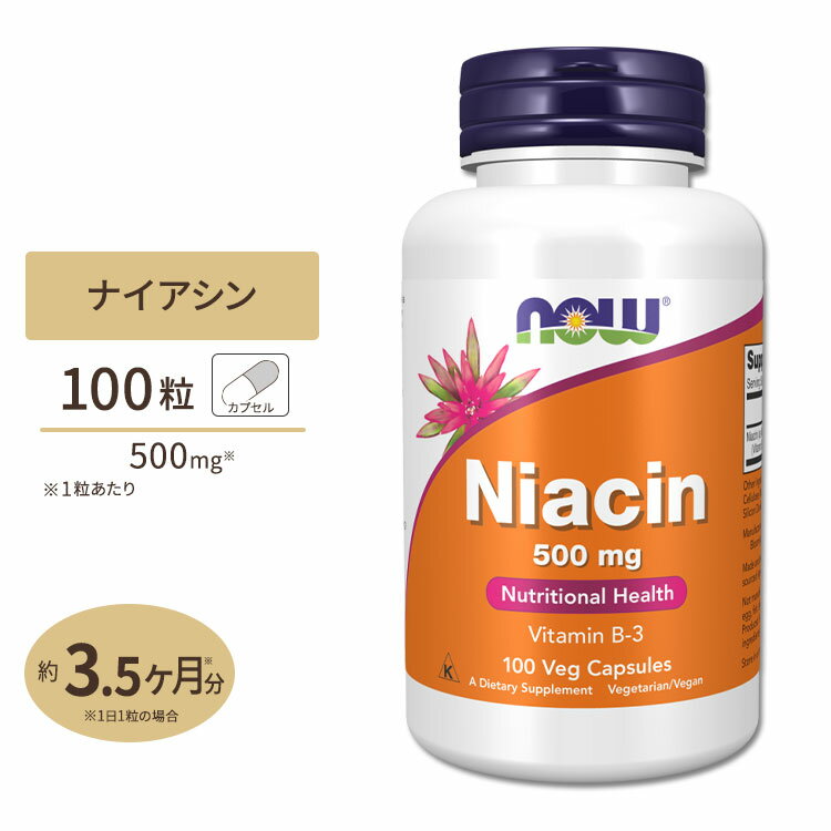 ナウフーズ ナイアシン サプリメント 500mg 100粒 NOW Foods Niacin カプセル 約3カ月分 つかれ エネルギー 活力 元…