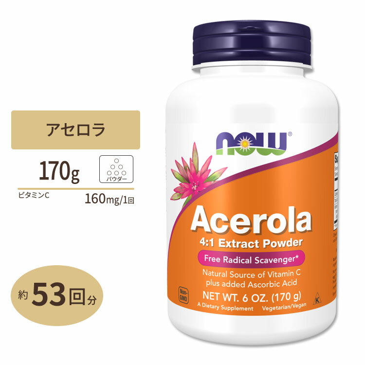 ナウフーズ アセロラパウダー 170g (6 oz) NOW Foods ACEROLA POWDER 栄養補助食品 ヘルスケア ビタミンC フリーラジカルスカベンジャー