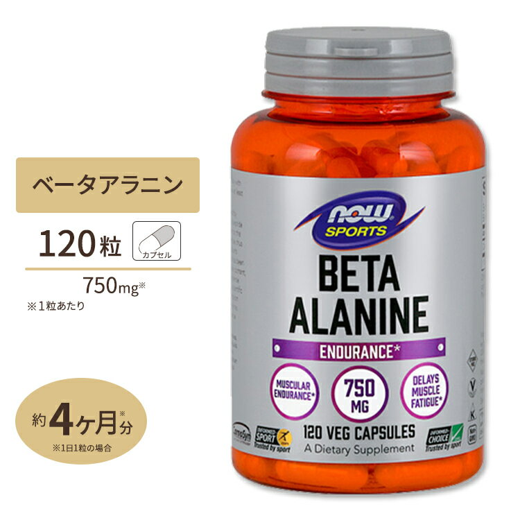 NOW Foods ベータアラニン 750mg 120粒 ベジカプセル ナウフーズ Beta-Alanine 750mg - 120Veg Capsules