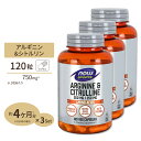 3個セット Lアルギニン 500mg Lシトルリン 250mg 120粒 《約60日分》NOW Foods (ナウフーズ)