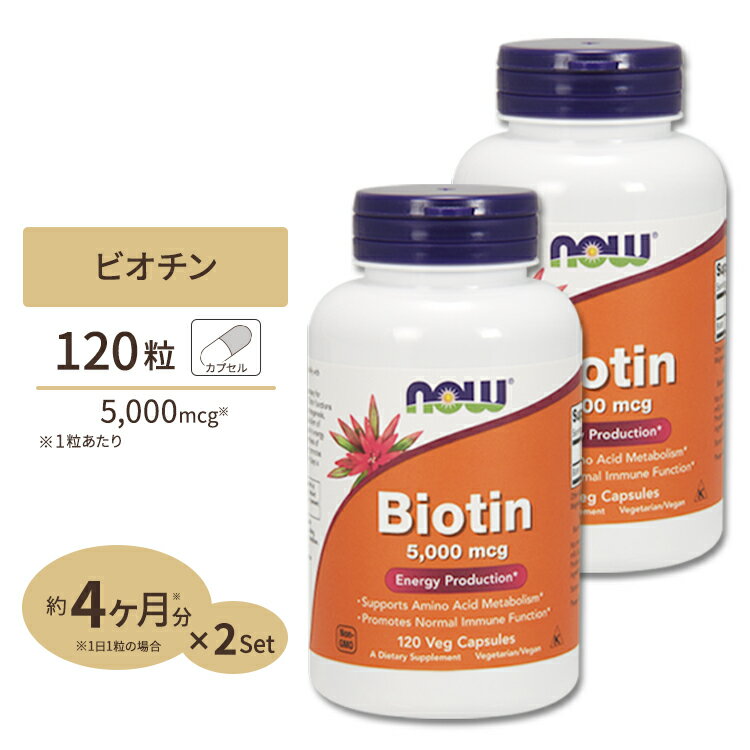  ナウフーズ ビオチン サプリメント 5000mcg 120粒 NOW Foods Biotin ベジカプセル ビタミンH 120日分