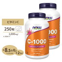 2個セット ナウフーズ C-1000 ビタミンC サプリメント 1000mg 250粒 NOW Foods タブレット ローズヒップ タイムリリース