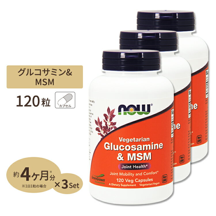 [3個セット] 植物性グルコサミン（トウモロコシ由来）＆MSM 120粒 NOW Foods(ナウフーズ)