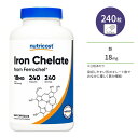 ニュートリコスト キレート鉄 18mg 240粒 カプセル Nutricost Iron Chelate from Ferrochel Capsules 鉄分 必須ミネラル アイアン