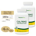 [2個セット] ネイチャーズプラス ソースオブライフ カルマグ カルシウム500mg & マグネシウム250mg (2粒中) 180粒 Nature's Plus サプリメント