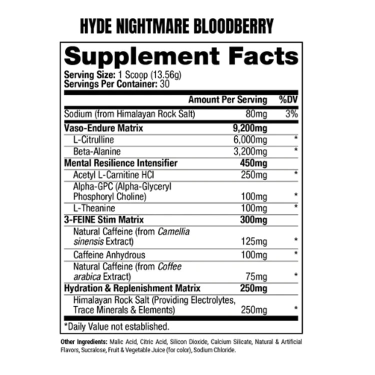 プロサップス ハイド ナイトメア ブラッドベリー 30回分 約407g (14.35oz) ProSupps HYDE Nightmare Blood Berry ワークアウトサプリ アミノ酸 3