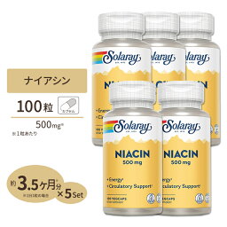 [5個セット] ソラレー ナイアシン サプリメント 500mg 100粒 Solaray Niacin ビタミンB3 ベジカプセル VegCap